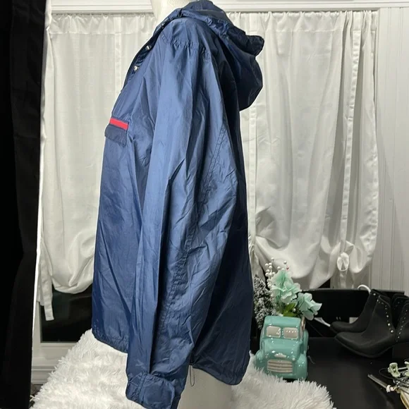 🔥 Tommy Hilfiger Vintage 90s Windbreaker Pullover Jacket Navy M 1/4 Zip Hoodie 🔥 - Picture 6 of 16